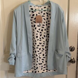 Kori Light Blue Women's Blazer with Black and White Lining